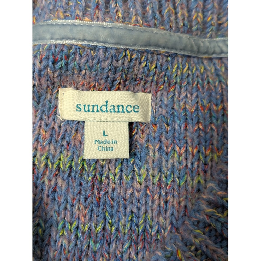 Sundance Sweater Cable Knit Cardigan Grandmacore Purple Sz Large Pockets - Picture 2 of 11